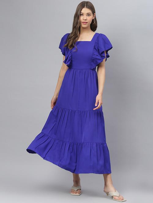 square neck solid tiered dress - 18317367 - Very Small Image - 1