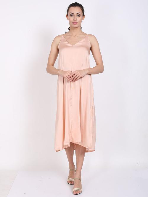 v-neck solid a-line dress - 18317373 - Very Small Image - 1