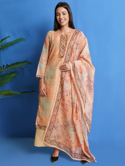 orange palazzo suits unstitched suit - 18317480 - Very Small Image - 1