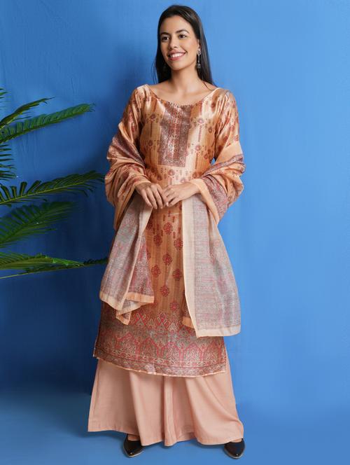 gold palazzo suits unstitched suit - 18317497 - Very Small Image - 1