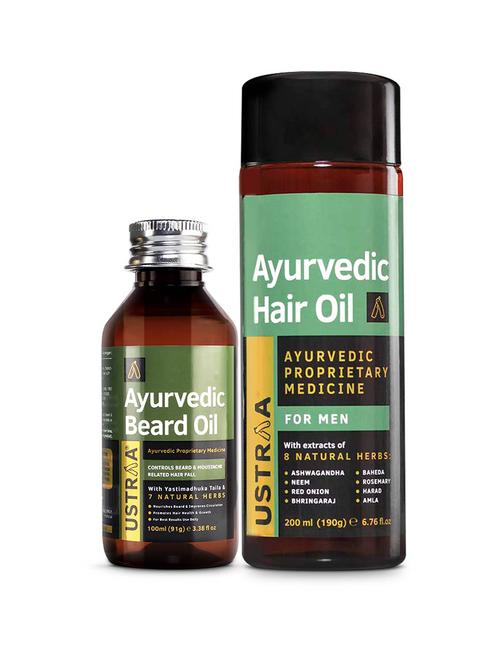 ayurvedic beard oil -100ml & ayurvedic hair oil - 200ml - 18317526 - Very Small Image - 1