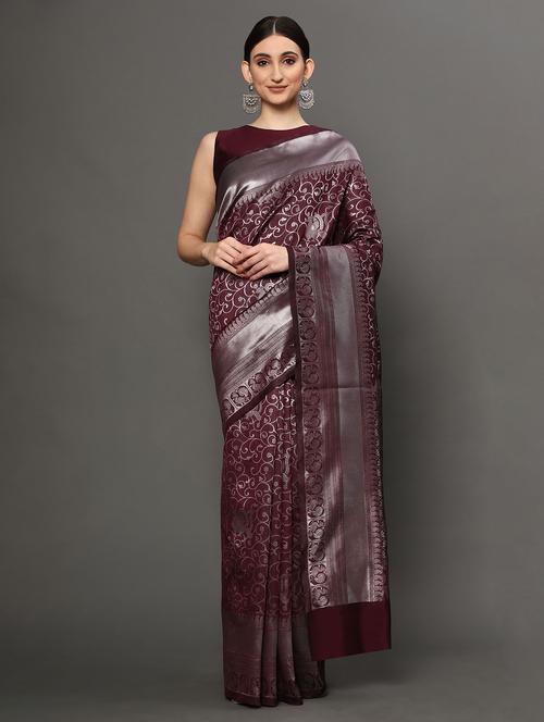 red art silk banarasi saree with blouse - 18317631 - Very Small Image - 1