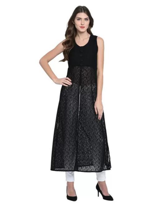 round neck solid front slit long tunic - 18317680 - Very Small Image - 1