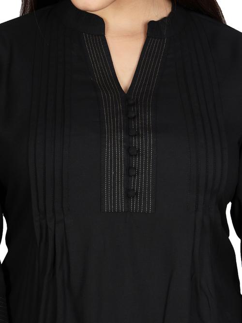 mandarin neck solid regular top - 18317711 - Very Small Image - 1