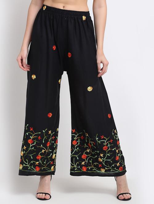 black rayon flared palazzo - 18318029 - Very Small Image - 1