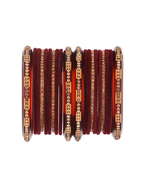 velvet crystal acrylic bangle set (20 pcs), size-2.4, maroon - 18318477 - Very Small Image - 1