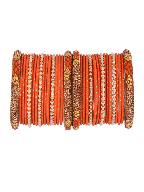 l crystal beads bangle set (34 pcs), size-2.4, orange - 18318480 - Very Small Image - 1