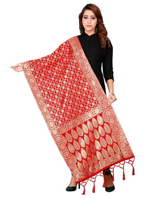 red art silk dupatta - 18318904 - Very Small Image - 1