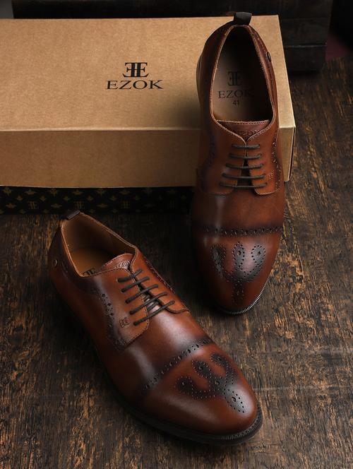 tan leather laceup brouges - 18319221 - Very Small Image - 1