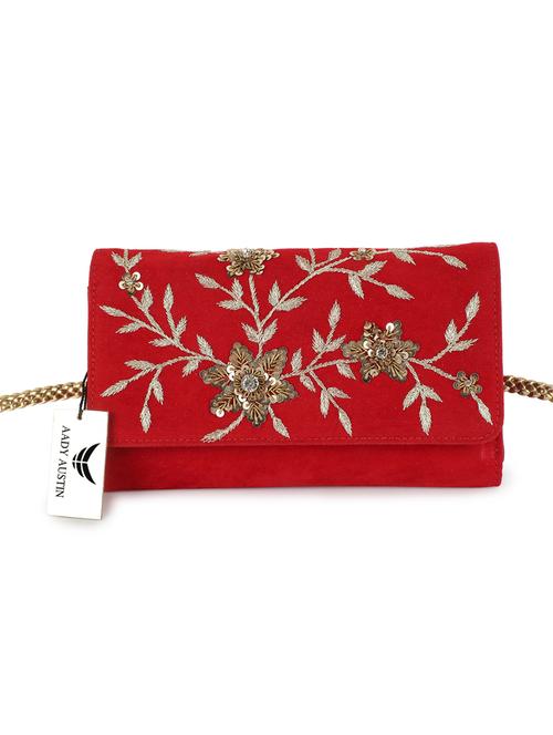 red embroidered regular clutch - 18319610 - Very Small Image - 1