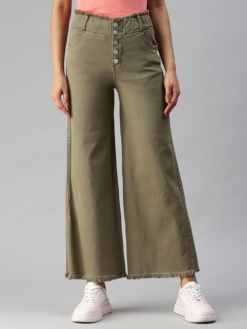high rise solid wide leg jeans - 18319690 - Very Small Image - 1