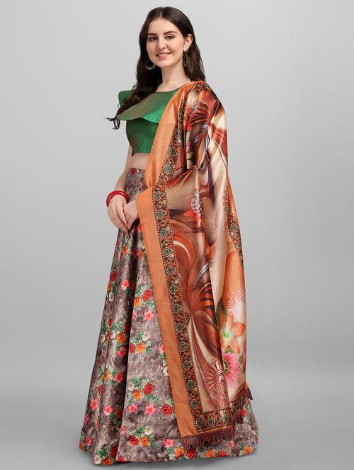 multi colored silk flared lehenga - 18319801 - Very Small Image - 1
