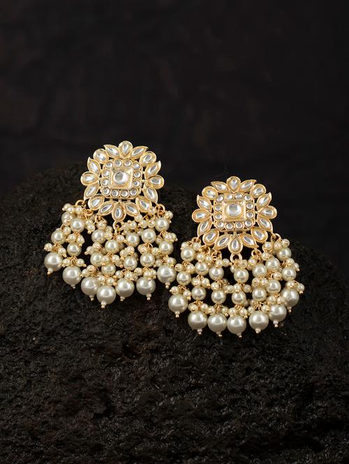 gold metal drop earring - 18319964 - Very Small Image - 1