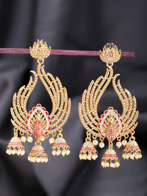 red metal chandellier earring - 18319984 - Very Small Image - 1