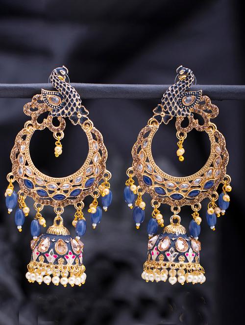 multi colored metal jhumka earring - 18320008 - Very Small Image - 1