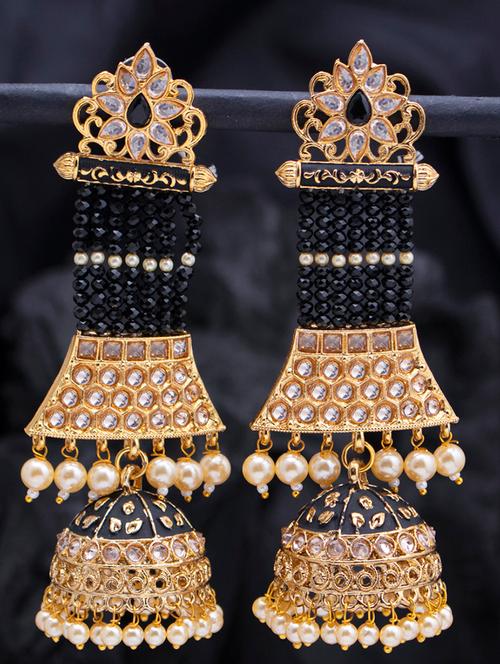 grey metal jhumka earring - 18320011 - Very Small Image - 1