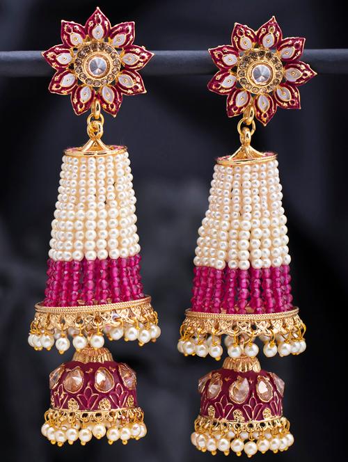 purple metal jhumka earring - 18320041 - Very Small Image - 1