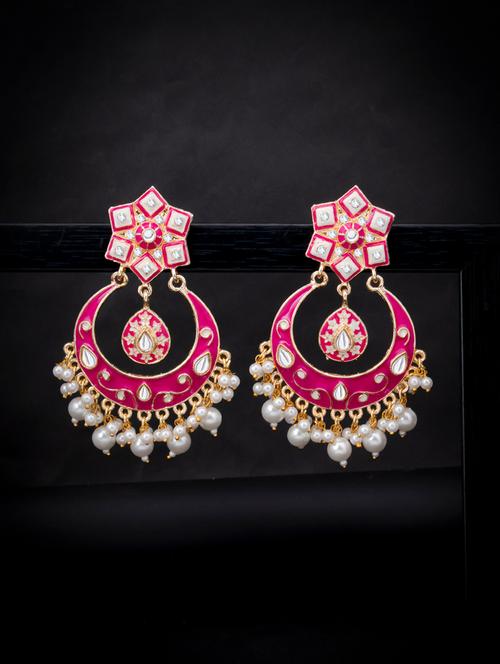 pink metal chandellier earring - 18320055 - Very Small Image - 1