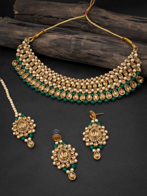 green metal necklaces and earring - 18320183 - Very Small Image - 1