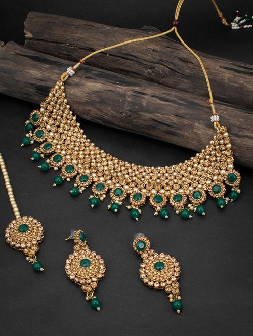 green metal necklaces and earring - 18320186 - Very Small Image - 1