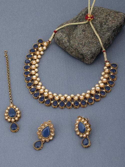 blue metal necklaces and earring - 18320206 - Very Small Image - 1