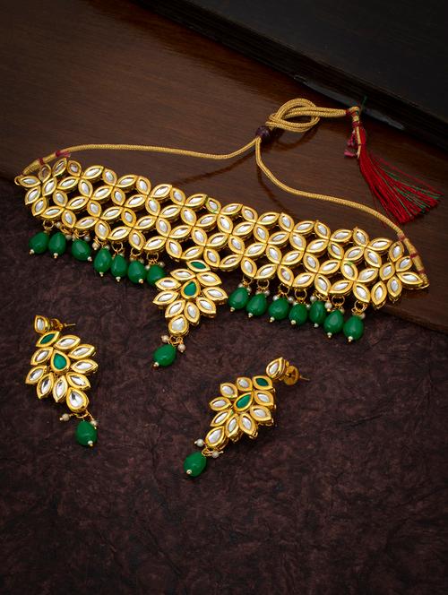 green metal necklaces and earring - 18320224 - Very Small Image - 1