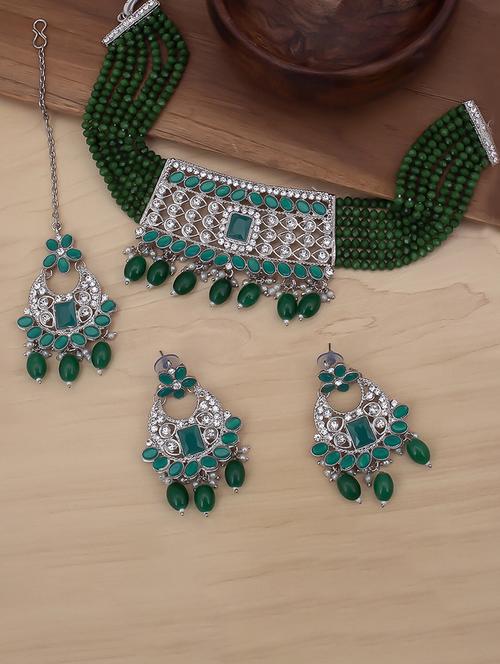 green metal necklaces and earring - 18320274 - Very Small Image - 1
