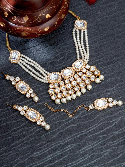 white metal necklaces and earring - 18320290 - Very Small Image - 1