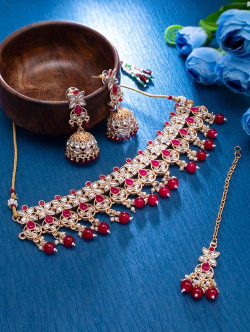 red metal necklaces and earring - 18320304 - Very Small Image - 1