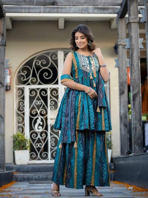garara for women blue color - 18320714 - Very Small Image - 1