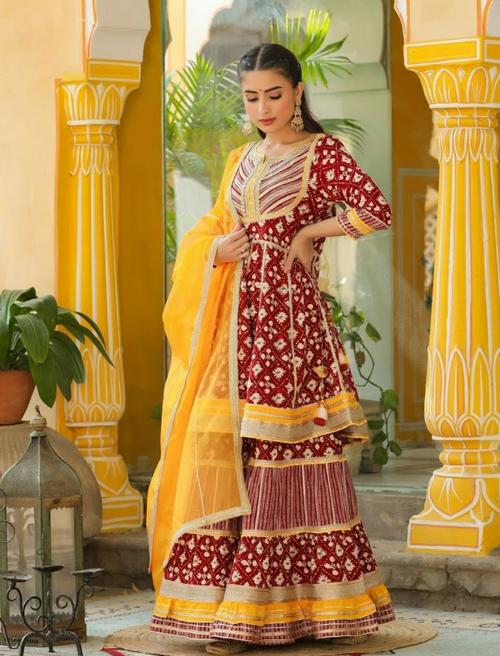garara for women red color - 18320715 - Very Small Image - 1