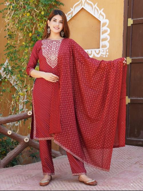 cotton fabric suit with dupatta - 18320978 - Very Small Image - 1