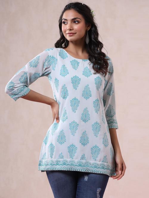 round neck printed tunic - 18321398 - Very Small Image - 1