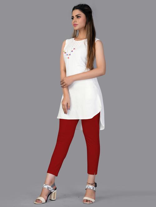 white solid high-low kurti - 18321728 - Very Small Image - 1