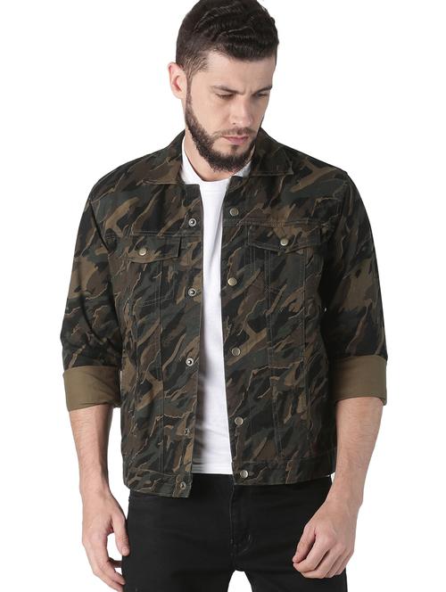 green camouflage denim jacket - 18321809 - Very Small Image - 1