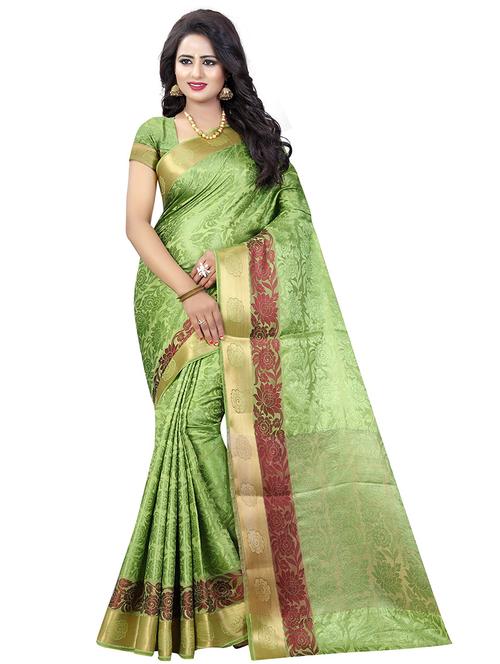 green banarasi saree with blouse - 18322021 - Very Small Image - 1