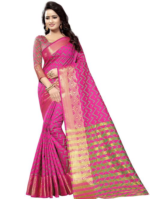 pink banarasi saree with blouse - 18322029 - Very Small Image - 1
