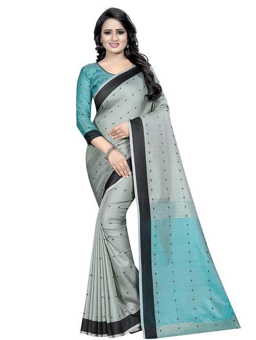grey woven saree with blouse - 18322110 - Very Small Image - 1