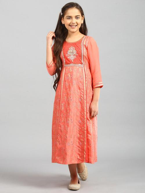orange printed flared kurti - 18322661 - Very Small Image - 1