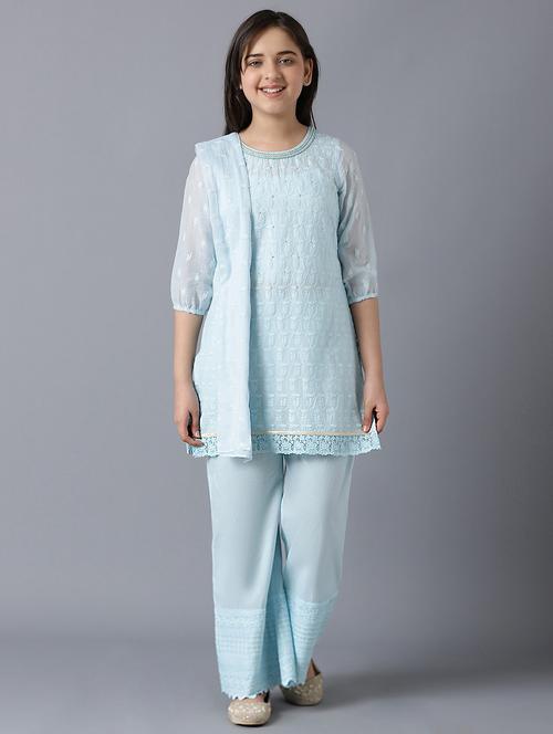 light blue embroidered suit set - 18322670 - Very Small Image - 1