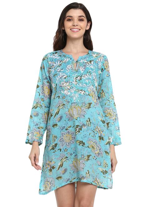 key hole neck embroidered tunic - 18322853 - Very Small Image - 1