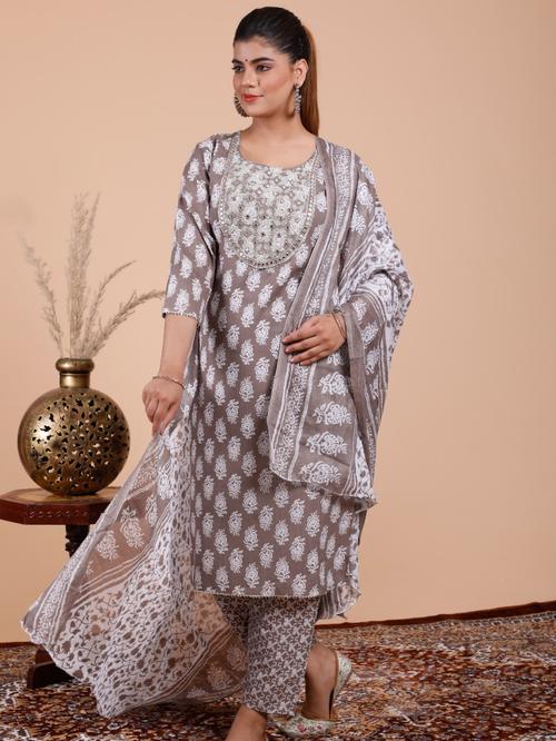cotton suit with dupatta - 18322868 - Very Small Image - 1