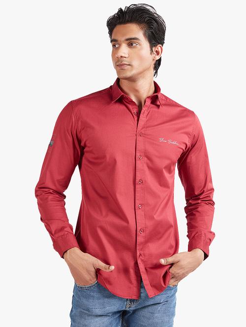 red solid casual shirt - 18322963 - Very Small Image - 1