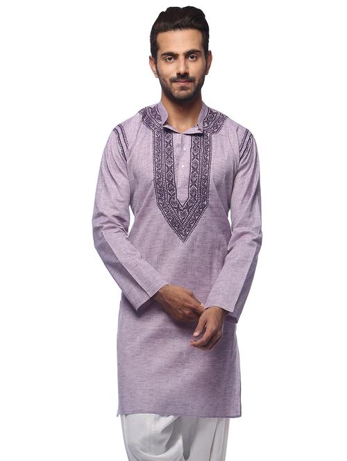men embroidered long sleeve chikankari kurta - 18323011 - Very Small Image - 1