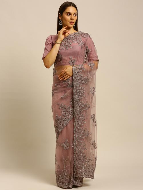 black net embroidered saree with blouse - 18323189 - Very Small Image - 1