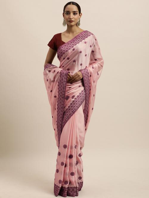 peach art silk embroidered saree - 18323212 - Very Small Image - 1