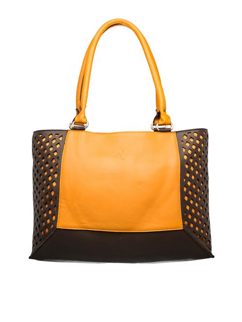 tan color block regular handbag - 18323343 - Very Small Image - 1