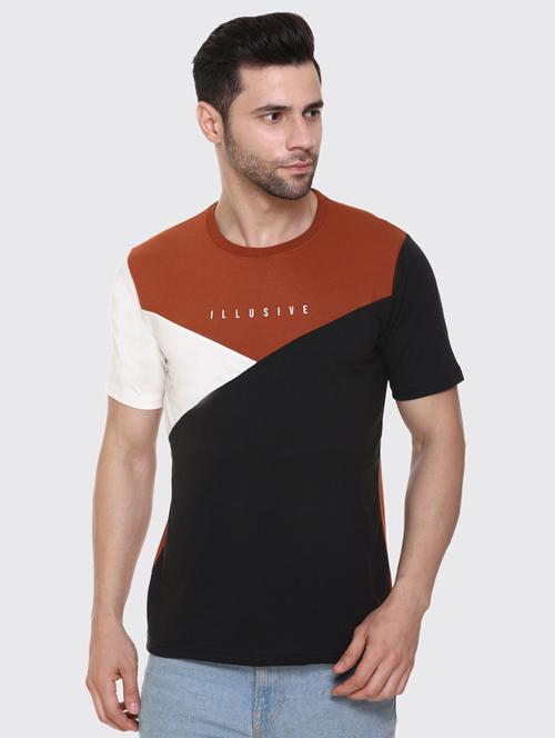 round neck color block t-shirt - 18323369 - Very Small Image - 1