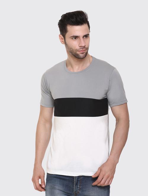 round neck color block t-shirt - 18323377 - Very Small Image - 1