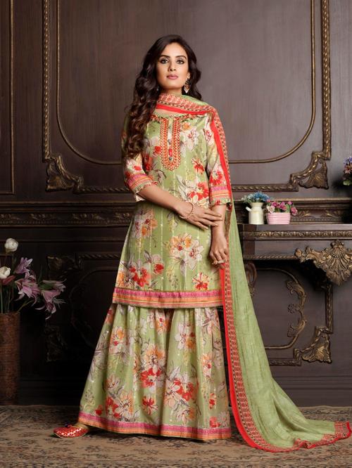 rayon sharara suit with dupatta - 18323394 - Very Small Image - 1